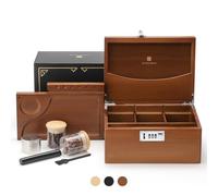 GLENCREAG Stash Box with Rolling Tray, Smell Proof Large Bamboo Storage Box with Lock, Decorative Set Includes Glass Jars & Grinder, Gift for Men Women