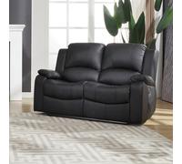 Glendale 150Cm Wide 2 Seat Black Bonded Leather Electrically Operated 2 Seat Recliner Sofa
