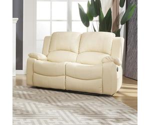 Glendale 150Cm Wide 2 Seat Cream Bonded Leather Electrically Operated 2 Seat Recliner Sofa