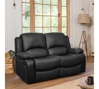 Glendale 2 Seater Black Bonded Leather Manual Recliner Sofa - Artemis Home - Wilko