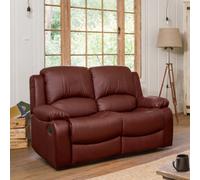 Glendale 150Cm Wide Burgundy Bonded Leather 2 Seat Manually Operated Recliner Sofa