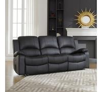 Glendale 201Cm Wide 3 Seat Black Bonded Leather Electrically Operated 3 Seat Recliner Sofa
