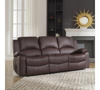 Glendale 201Cm Wide 3 Seat Brown Bonded Leather Electrically Operated 3 Seat Recliner Sofa