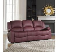 Glendale 201Cm Wide 3 Seat Burgundy Bonded Leather Electrically Operated 3 Seat Recliner Sofa