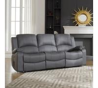 Glendale 201Cm Wide 3 Seat Grey Bonded Leather Electrically Operated 3 Seat Recliner Sofa