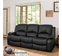 Glendale 201Cm Wide Black Bonded Leather 3 Seat Manually Operated Recliner Sofa