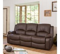 Glendale 201Cm Wide Brown Bonded Leather 3 Seat Manually Operated Recliner Sofa
