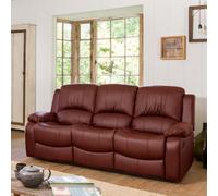 Glendale 201Cm Wide Burgundy Bonded Leather 3 Seat Manually Operated Recliner Sofa
