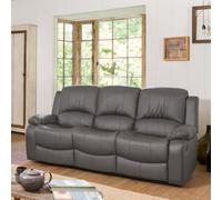 Glendale 201Cm Wide Grey Bonded Leather 3 Seat Manually Operated Recliner Sofa