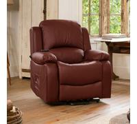 Glendale 92Cm Wide Burgundy Bonded Leather Electric Lift Assist Power Motion Mobility Aid Riser Recliner With Massage And Heat