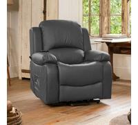 Glendale 92Cm Wide Grey Bonded Leather Electric Lift Assist Power Motion Mobility Aid Riser Recliner With Massage And Heat