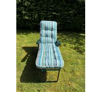 Glendale Deluxe Garden Lounger | Multi-Pattern Reclining Sun Lounger - Sandbanks Blue (Black Frame) - 118cm x 58cm x 118cm