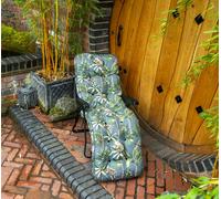 Glendale Deluxe Garden Lounger | Multi-Pattern Reclining Sun Lounger - Tropical grey (Black Frame) - 118cm x 58cm x 118cm
