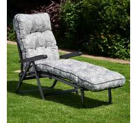 Glendale Deluxe Garden Sunbed | Multi-Pattern Reclining Sun Lounger - Aspen Grey (Black Frame) - 99cm x 58cm x 115cm
