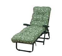 Glendale Deluxe Garden Sunbed | Multi-Pattern Reclining Sun Lounger - Country Green (green frame) - 99cm x 58cm x 115cm