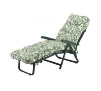 Glendale Deluxe Garden Sunbed | Multi-Pattern Reclining Sun Lounger - Green Leaf (Green Frame) - 99cm x 58cm x 115cm