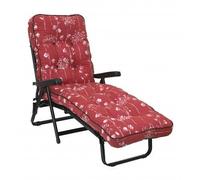 Glendale Deluxe Garden Sunbed | Multi-Pattern Reclining Sun Lounger - Red Flower (Black Frame) - 99cm x 58cm x 115cm