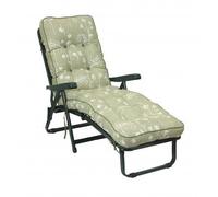 Glendale Deluxe Garden Sunbed | Multi-Pattern Reclining Sun Lounger - Sage Flower (Green Frame) - 99cm x 58cm x 115cm