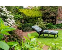Glendale Deluxe Garden Sunbed | Multi-Pattern Reclining Sun Lounger - Tropical Blue (Black Frame) - 99cm x 58cm x 115cm