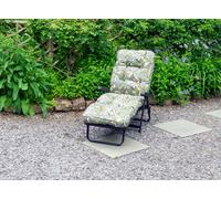 Glendale Deluxe Garden Sunbed | Multi-Pattern Reclining Sun Lounger - Tropical grey (Black Frame) - 99cm x 58cm x 115cm