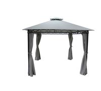 Glendale Marco Polo Garden Gazebo 3m x 4m with Curtains - Double Roof Design - Grey - 3m x 3m