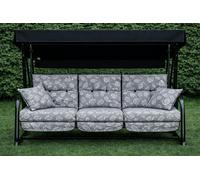 Glendale REPLACEMENT CUSHION ONLY Vienna Deluxe 3 Seater Garden Hammock (Pattern options available) - Aspen Grey Leaf - 153cm (H) x 140cm (W) X 121cm (D)