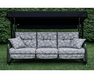 Glendale REPLACEMENT CUSHION ONLY Vienna Deluxe 3 Seater Garden Hammock (Pattern options available) - Aspen Grey Leaf - 153cm (H) x 140cm (W) X 121cm (D)