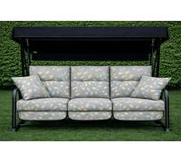 Glendale REPLACEMENT CUSHION ONLY Vienna Deluxe 3 Seater Garden Hammock (Pattern options available) - Country Teal (Black Frame) - 153cm (H) x 140cm (W) X 121cm (D)