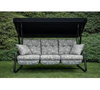 Glendale REPLACEMENT CUSHION ONLY Vienna Deluxe 3 Seater Garden Hammock (Pattern options available) - Renaissance Grey (Black Frame) - 153cm (H) x 140cm (W) X 121cm (D)