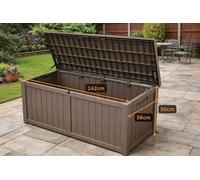 Glendale Resin Garden Storage Boxes 270L & 380L - Lockable Outdoor Storage with Hydraulic Lid - Dark Brown