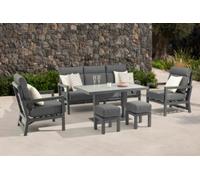 Glendale Rosario 5 Seater Garden Dining Set - Black Aluminium & Charcoal Cushions