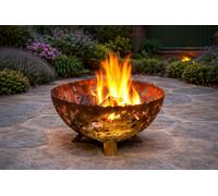 Glendale Rust Effect Half Globe Garden Fire Pit with Forest Tree Design - 58cm
