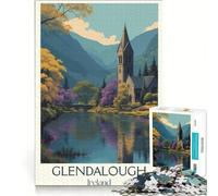 Glendalough Ireland Poster Adults 1000 Pieces Puzzle | Enhance memory learning educational Birthday Present,Travel Gifts, 38x26cm