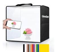 Glendan Portable Light Box Photography: 16"x12" Folding Photo Box with CRI >95 Dimmable 112 LEDs Lights - 12 Color Backdrops for Small Size Products Photography