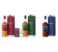GlenDronach Single Malt Scotch Whisky Gift Set - 12, 15 & 18 Year Old Bottles with Branded Glass