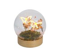 Gleneagles Butterfly LED Glass Lamp - Decorative Night Light in Glass Dome, USB Powered Table Lamp with Single, Double or Trio Butterflies Soft Warm Glow for Bedroom, Desk, or Living Room (Double)