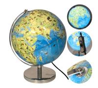 Gleneagles Illuminated Globe for Kids 25cm - Plug-In Light Up World Globe with On/Off Switch Educational Rotating Countries Continents Animals & Landmarks - Night Light for Learning & Decor