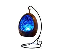 Gleneagles LED USB Dinosaur Egg Lamp - Blue Fluorite Crystal Night Light, Natural Quartz Geode Mood Lamp, Bedside Ambient Lighting, Decorative Table Lamp with Metal Stand for Home & Meditation Decor