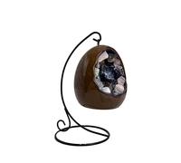 Gleneagles LED USB Dinosaur Egg Lamp - Mixed Minerals Crystal Night Light, Natural Quartz Geode Mood Lamp, Bedside Ambient Lighting, Decorative Table Lamp with Metal Stand for Home & Meditation Decor