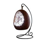 Gleneagles LED USB Dinosaur Egg Lamp - Rock Quartz Crystal Night Light, Natural Quartz Geode Mood Lamp, Bedside Ambient Lighting, Decorative Table Lamp with Metal Stand for Home & Meditation Decor