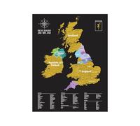 Gleneagles Scratch Off UK & Ireland Travel Tracker Poster - Black Gold Map 54x70 with Scratch-Off Places Adventure Map for Travellers Size Gift for Men & Women Bucket List