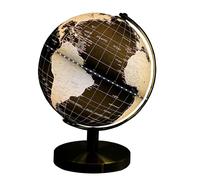 Gleneagles Travel Globe - Black & Gold 25cm LED Cool White Switch Activated Globe Light. Planet Map Of The World Desk Decor. Home Office Gadgets