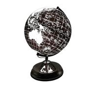 Gleneagles Travel Globe Black & Silver 25cm - LED Light-Up World Map Cool White Desk Illuminated Globe Lamp for Home or Office Study Room Décor Geographic Learning Gifts for Men