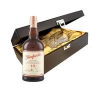 Glenfarclas 15 Year Old Whisky In Luxury Box With Crystal Glass Tumbler 70cl 46% abv