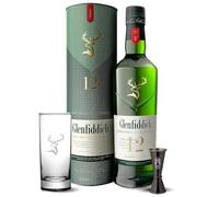 GLENFIDDICH 12-Year-Old Single Malt Scotch Whisky Glass Gift Set - Fresh Pear, Subtle Oak - Matured in Oloroso Sherry and Bourbon Casks - Product of Scotland - 40% ABV - 70 cl