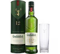 Glenfiddich 12 Year Old Single Malt Whisky 70cl 40% & Branded Highball Glass NEW