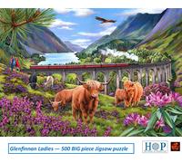 Glenfinnan Ladies Highland Cow Cattle 500 Big Piece Jigsaw Puzzle HOP New