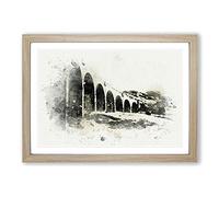 Glenfinnan Viaduct in Scotland in Abstract Framed Print | A2 Oak Framed Wall Art | Ready to Hang | Abstract Fantasy Picture | Living Room Bedroom Lounge Office