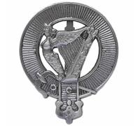 Glengarry Cap Badge, Traditional Scottish Military Accessory (Irish Harp, Antique Silver)