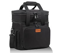 GLENKEY Expandable XLarge Lunch Box, Insulated Heavy Duty Lunch Bag Waterproof Leakproof Durable Cooler Bag for Men Women Adults Work Construction Camping Trip, 25L, Black,
